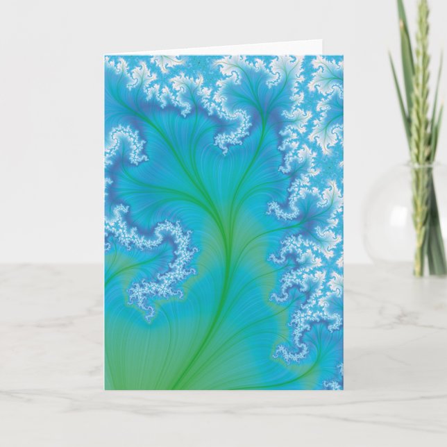 Cartão Árvore azul do Fractal (Frente)