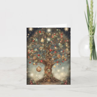 Cartão Árvore Celestial Caprichosa da Vida Natalícia Arte
