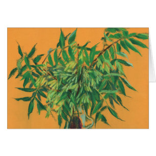 Cartão Árvore cinzenta, verde-amarelo-veraneio verde-verd