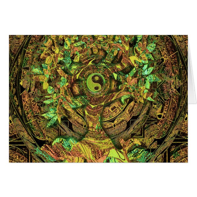 Cartão Árvore da dança da mandala da vida (Frente Horizontal)