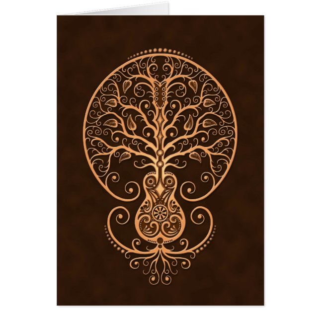 Cartão Árvore da guitarra de Brown de vida (Frente)