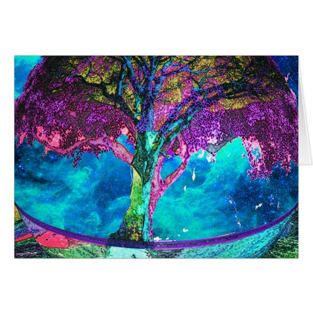 Cartão Árvore da meditação da vida (Frente Horizontal)