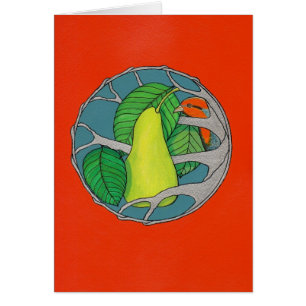 Cartão Árvore da perdiz e de pera