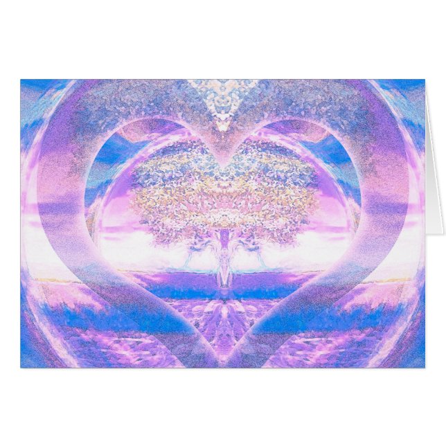 Cartão Árvore da vida com coração (Frente horizontal)