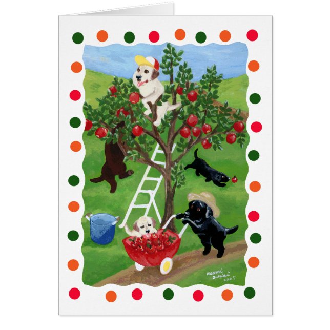 Cartão Árvore de Apple Labradors (ponto) (Frente)