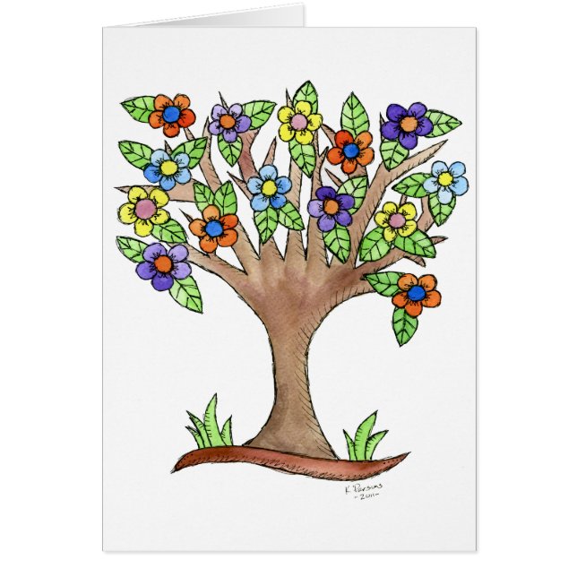 Cartão Árvore de florescência (Frente)