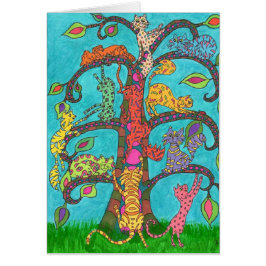 Cartão Árvore de Gatos da Vida