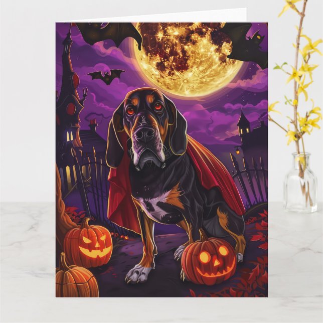 Cartão Árvore de Halloween Walker Vampiro Abóboras Assust (Flor Amarela)