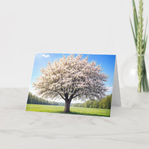 Cartão Árvore de Maçã de Aniversário na Primavera