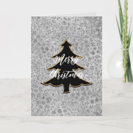Cartão Árvore de Natal Alegre Leopardo Prata