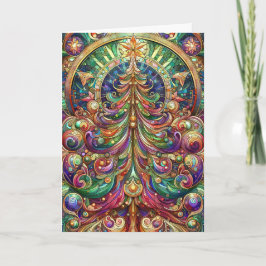 Cartão Árvore de Natal Art Nouveau