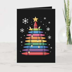 Cartão Árvore de Natal Arte com Giz de Cera Professor Esc
