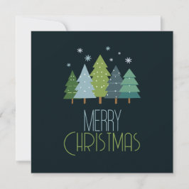 Cartão Árvore de Natal Azul e Verde Moderno Flat