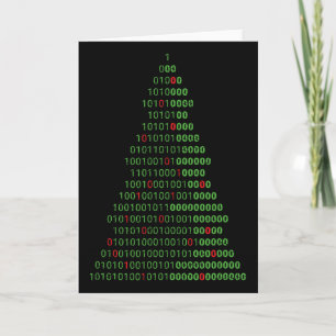 Cartão Árvore de Natal Binária Divertida para Programador