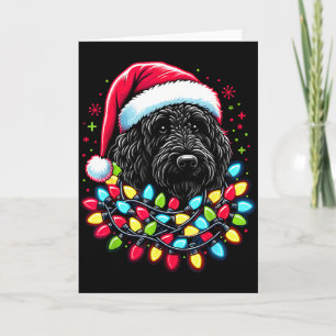 Cartão Árvore de Natal Black Labradoodle Luzes de Natal D