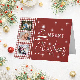 Cartão Árvore de Natal Branca e Simplificada