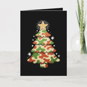 Cartão Árvore de Natal Camuflada Camuflagem Militar Natal