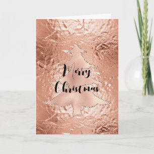 Cartão Árvore de Natal com Glitter Glam Rosa Dourado