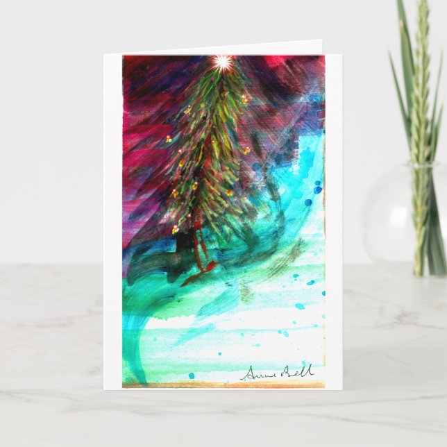 Cartão Árvore de Natal Contemporânea ao ar livre (Frente)