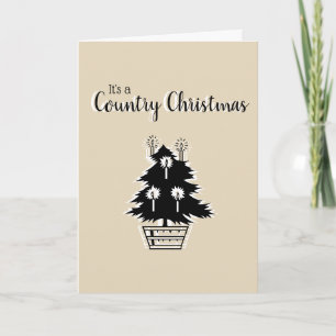Cartão Árvore de Natal Country Bege Rústico Personalizáve