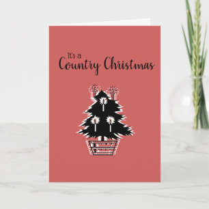Cartão Árvore de Natal Country Vermelha Rústica Personali