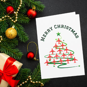 Cartão Árvore de Natal de Aviões, Foto Minimalista
