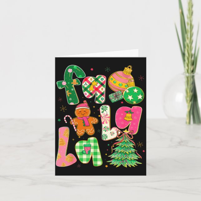 Cartão Árvore de Natal de Biscoito de Gengibre Fa La La C (Frente)