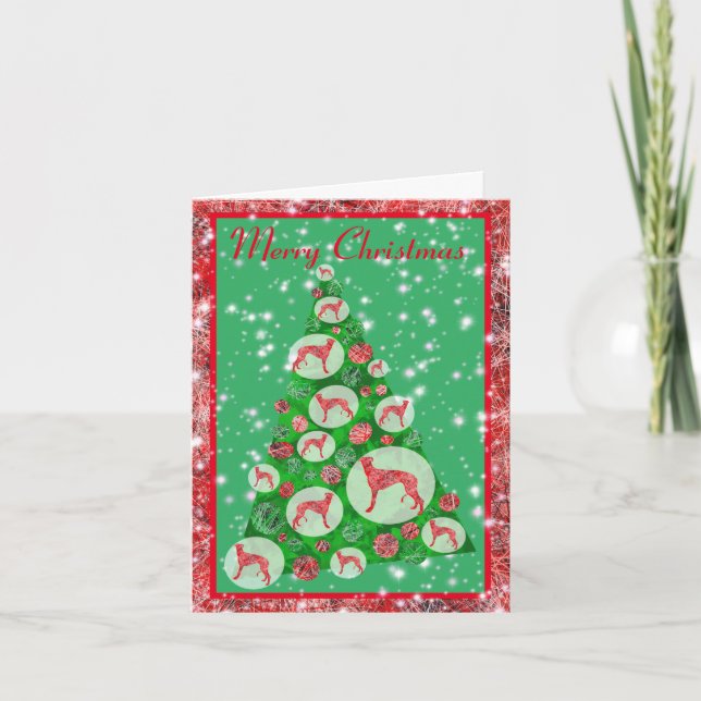 Cartão Árvore de Natal de Greyhound Dog Cute Silhout (Frente)