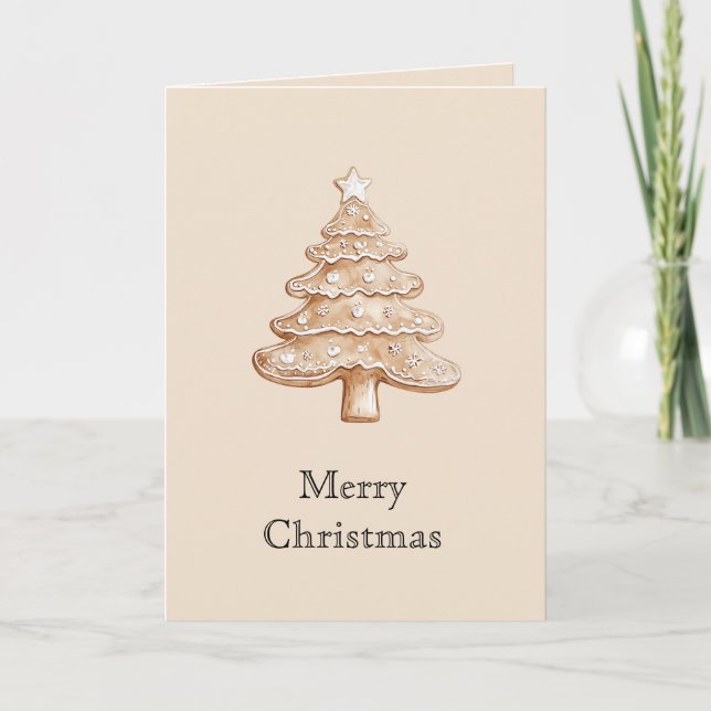 Cartão Árvore de Natal de Pão de Mel com Estrela Creme (Frente)