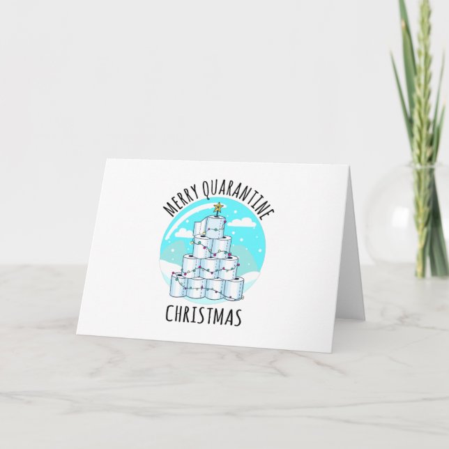 Cartão Árvore de Natal de Papel Higiênico Feliz Quarenten (Frente)