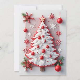 Cartão Árvore de Natal Decorada Festivamente