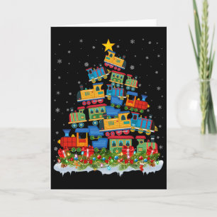 Cartão Árvore de Natal do Amante de Trem Papai Noel Trem