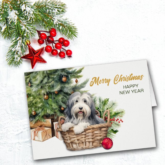 Cartão Árvore de Natal do Cachorro Collie Wicker (Criador carregado)