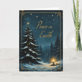 Cartão Árvore de Natal do Céu Noturno Paz na Terra Elegan