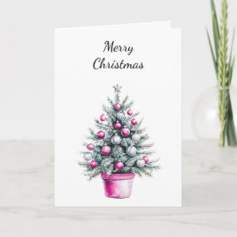 Cartão Árvore de Natal do Ornamento de Prata Rosa