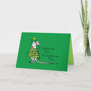 Cartão Árvore de Natal do Rato Engraçado Desenho Animado 