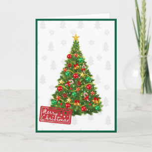 Cartão Árvore de Natal Elegante e Moderno Dobrada Sem Fot