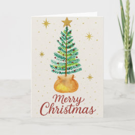Cartão Árvore de Natal em Aquarela