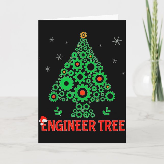 Cartão Árvore de Natal Engenheiro _ Presente de Engenhari (Frente)