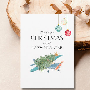 Cartão Árvore de Natal Engraçada no Avião & Foto da Famíl