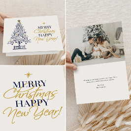 Cartão Árvore de Natal Foto Minimalista Elegante