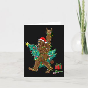 Cartão Árvore de Natal Grande Luzes Rock Xmas Men Sasqua