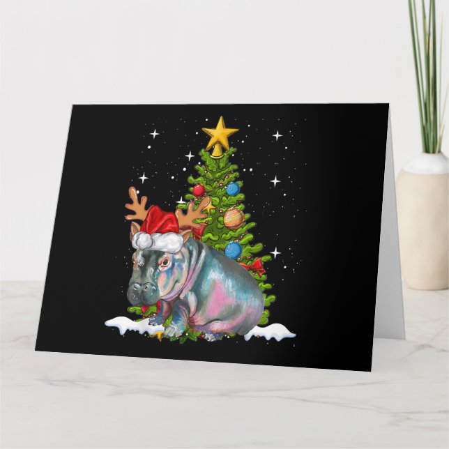 Cartão Árvore de Natal Hippopotamus (Frente)