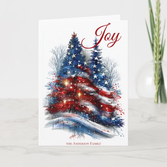 Cartão Árvore de Natal Listras e Estrelas (Frente)