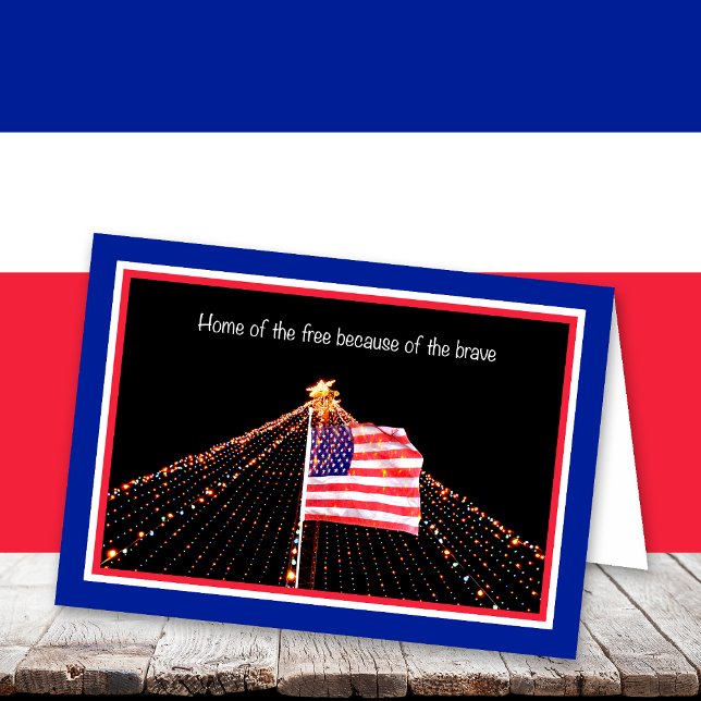 Cartão Árvore de Natal Militar Implantada e Bandeira (Criador carregado)