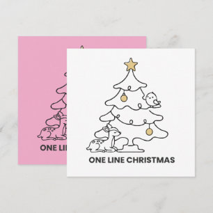 Cartão Árvore de Natal Minimalista de Uma Linha