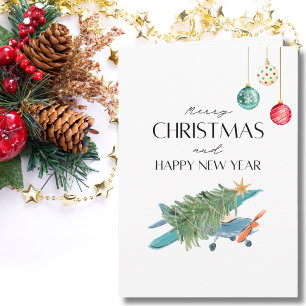 Cartão Árvore de Natal no Avião & Foto da Família Engraça