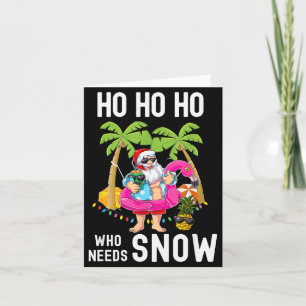 Cartão Árvore de Natal Palmeira Papai Noel Surfando Praia