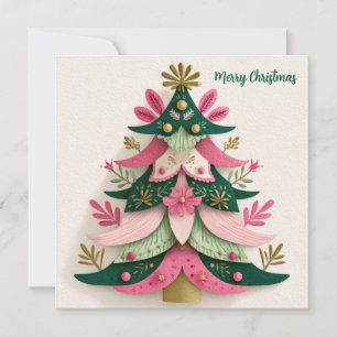 Cartão Árvore de Natal Personalizada com Saudação Festiva