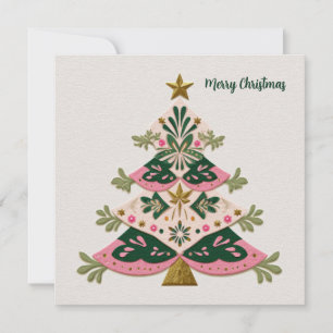 Cartão Árvore de Natal Personalizada com Saudação Festiva